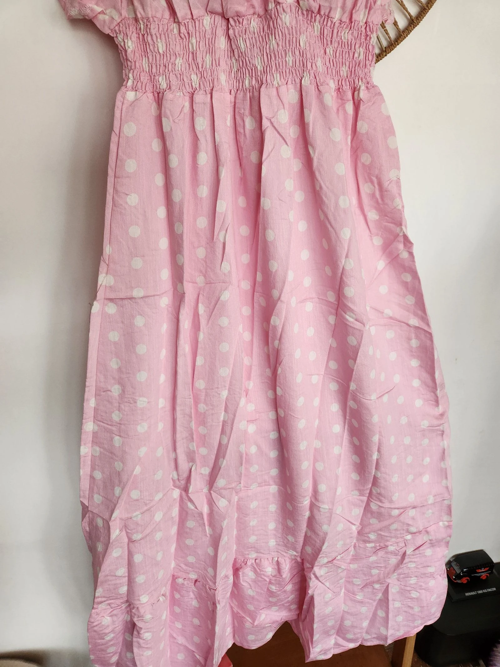 🌸 long pink summer dress with polka dots – photo 3